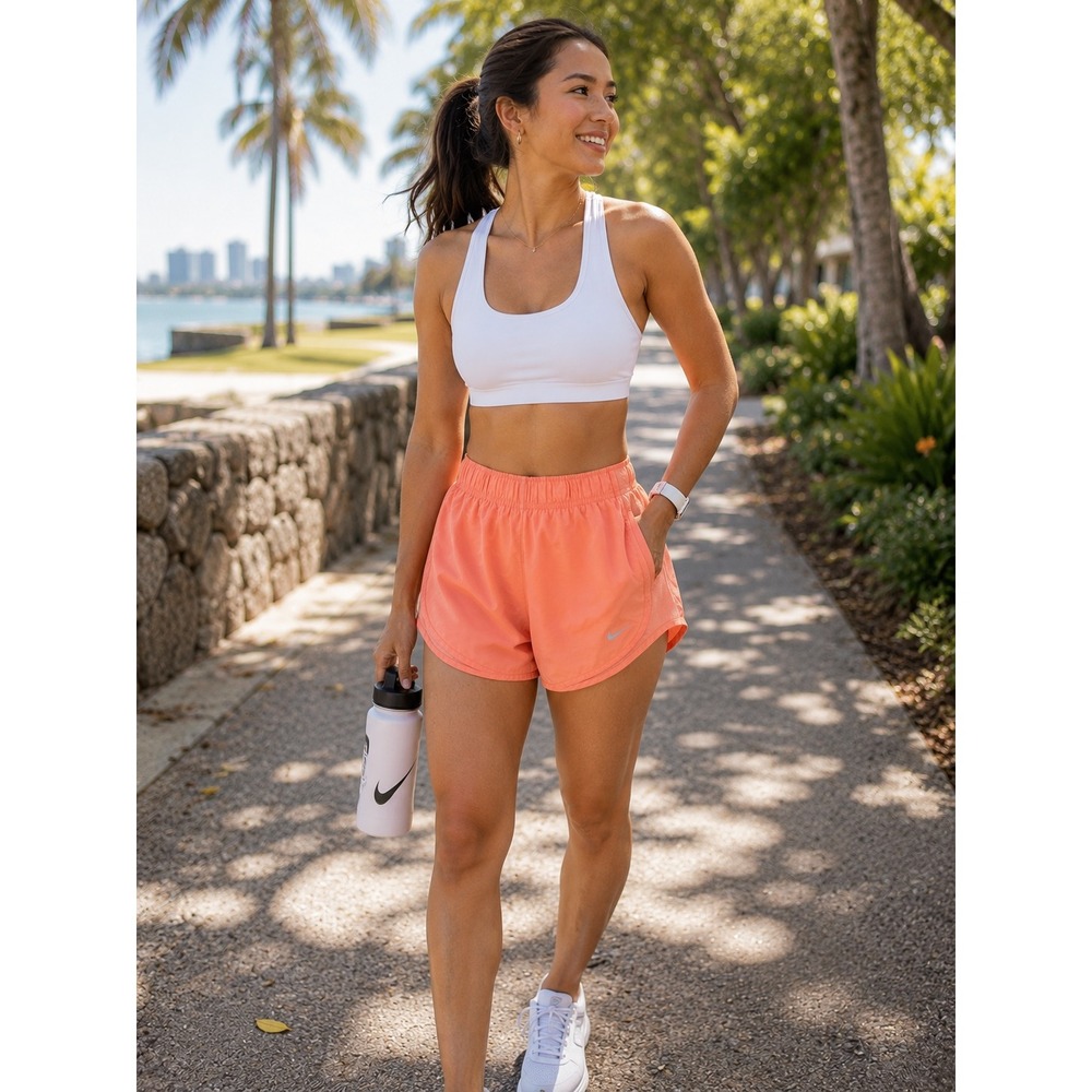Nike Tempo Dri-FIT Running Shorts Coral Peach Mesh Athletic Activewear Womens M